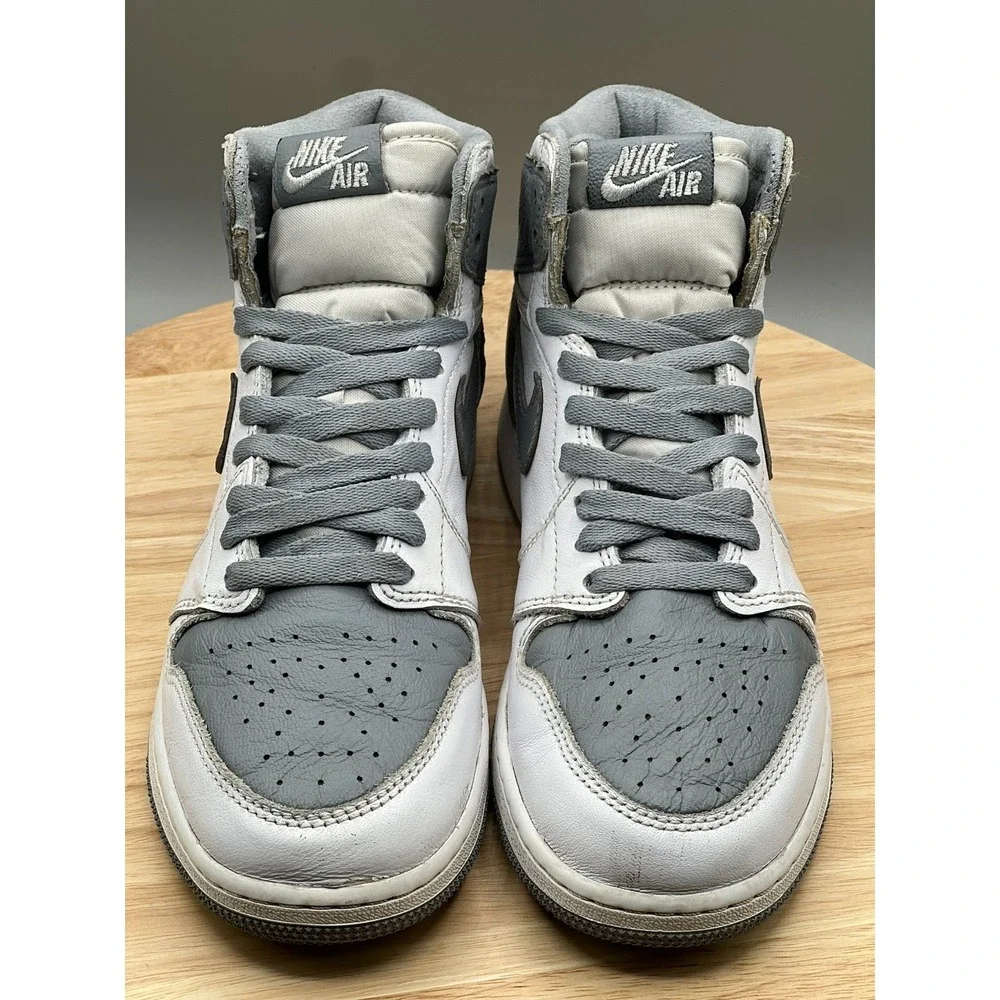 Nike 575441-037 Air Jordan 1 Retro High OG Stealth GS‎ 6Y Shoes White Grey READ